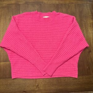 Bright Pink Ribbed Women's Sweater Size M Pink Rose Brand